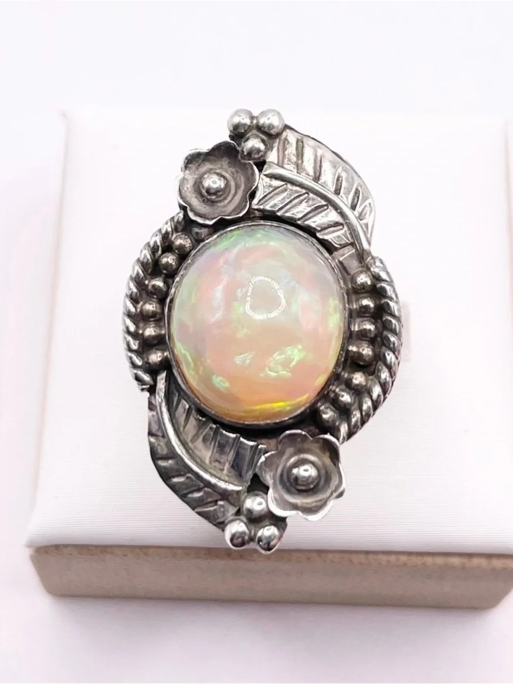 Size 6 Ethiopian Opal 925 Sterling Silver Ring